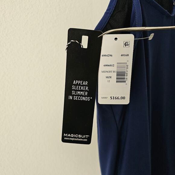 MAGICSUIT Navy Blue Parker Underwire Tummy Control Convertible Swim Dress Sz 12 - Picture 4 of 16